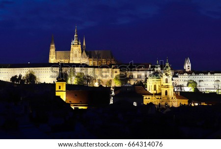 Prague Castle (St. Vitus cathedral) & St. Nicholas Church by night