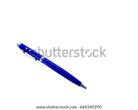 Blue laser pen on a white background