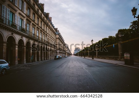 Paris Street at Sunset in France