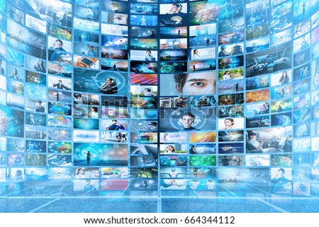 Information network concept. Virtual museum. Video streaming service.