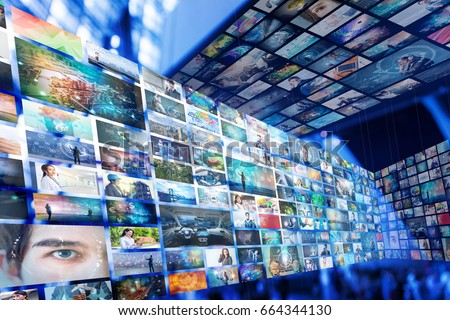 Information network concept. Virtual museum. Video streaming service.