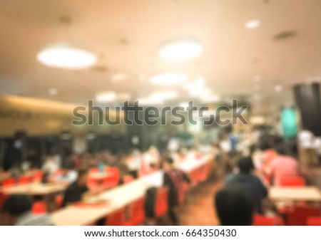 Abstract blur food court and restaurant for background