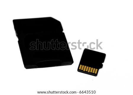 Memory card and adapter isolated on a white background