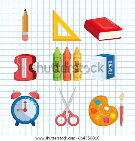 set school tools vector illustration with concept elements