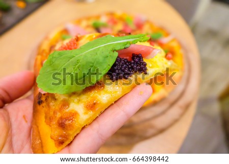 Hot pizza slice, Italian food