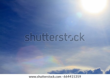 Solar lens flare on summer
