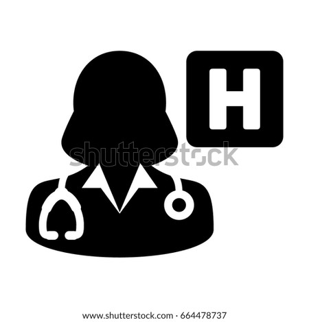 Woman Doctor Icon Vector With Stethoscope and Hospital Symbol in Glyph Pictogram illustration