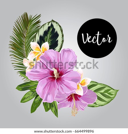 Vector Exotic Flowers And Leaves Frame