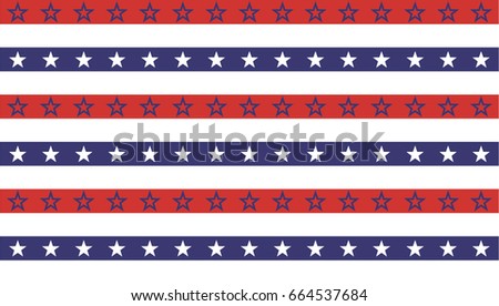 American President Day Abstract Seamless Pattern with Stars colored as USA Flag . Vector Illustration for Celebration Holiday 4th of July Background, White star sparkles lines on Blue and Red Stripes