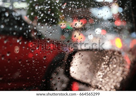 Close up of water drops on car