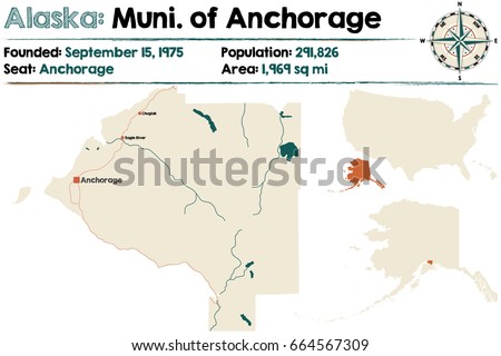 Large and detailed map of Municipality of Anchorage in Alaska.