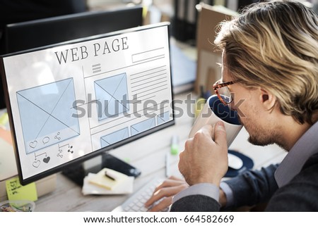 Man working on computer network graphic overlay