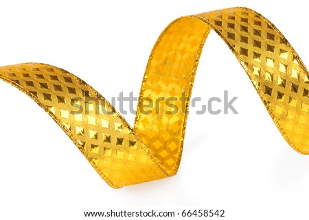 Shiny gold ribbon on a white background