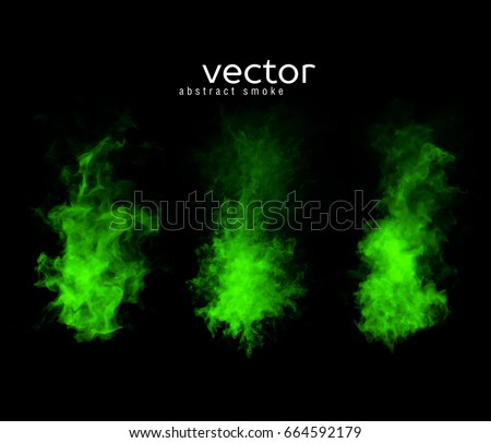 Vector abstract illustration of smoky shapes on black background.