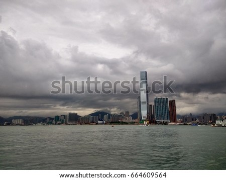 The city tower and the dark sky in china