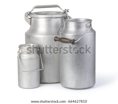 aluminium milk can on white background with clipping path Royalty-Free Stock Photo #664627810