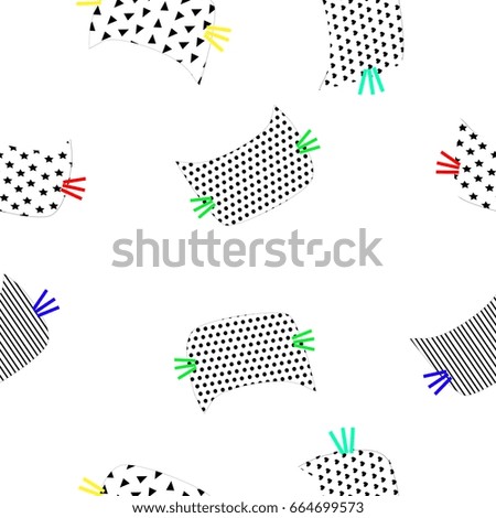 cat pattern seamless pattern white background vector illustration