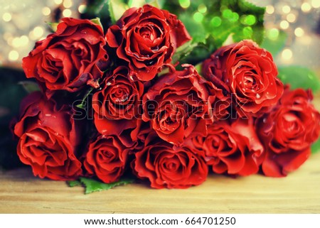 A Bouquet Of Red Roses. Valentines Day Background