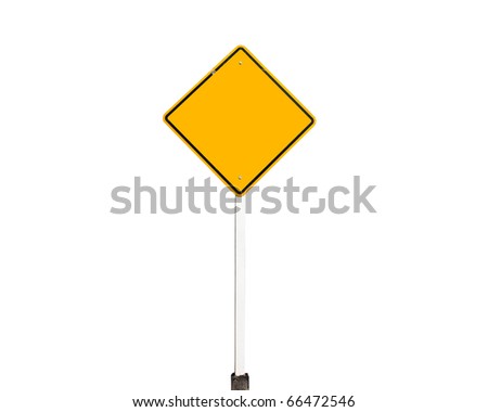 Empty old yellow road sign isolate