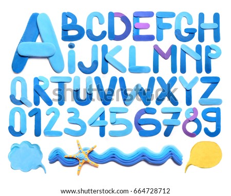 Plasticine letter. Color plasticine alphabet, isolated.