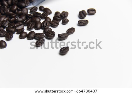 Coffee bean with white background isolated. top left of picture
