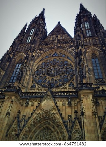 Beautiful medieval style Catholic church in Praha, Czech Republic.