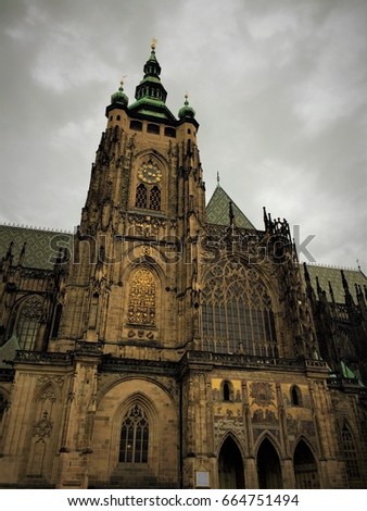 Amazing medieval style Catholic church in Praha, Czech Republic.