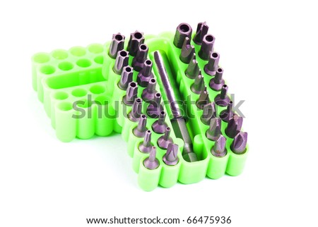 Security screwdrivers tool kit over white background