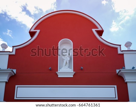 Red rooftop (europe design) with empty sign