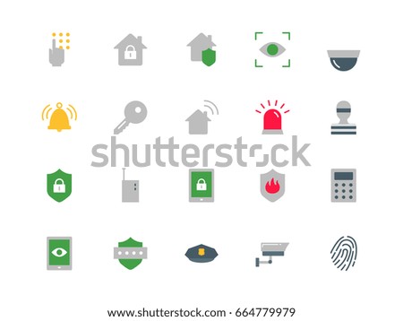 Home security color icons set