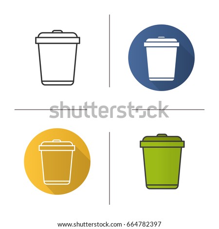 Recycle bin icon. Flat design, linear and color styles. Wastebasket. Isolated vector illustrations