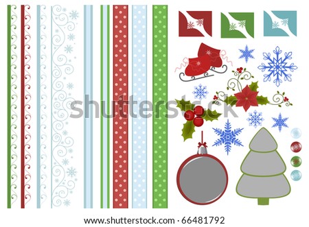 Scrapbook elements. Collection of christmas decors