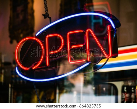 open sign in a restaurant
