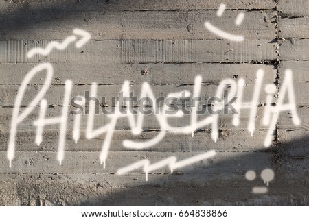 Philadelphia Word Graffiti Painted on Wall