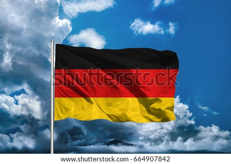 German flag with sky background