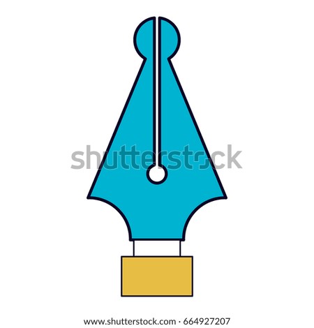 white background with color sections silhouette of fountain pen in closeup vector illustration