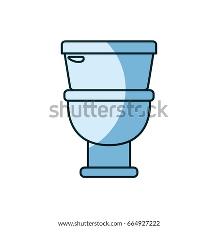 blue shading silhouette of toilet icon in front view vector illustration