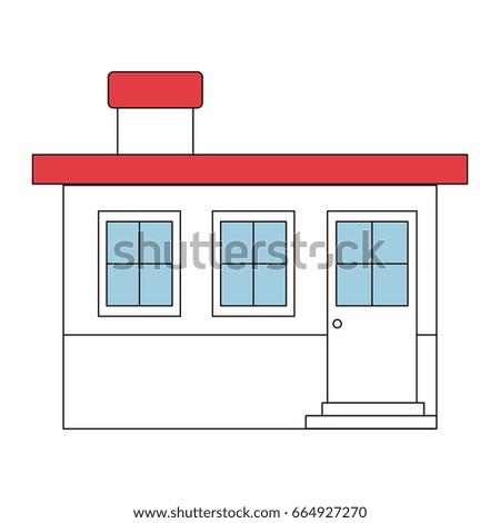 color sections silhouette small house facade with chimney vector illustration