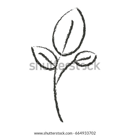 monochrome blurred silhouette of branch and leaves vector illustration