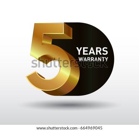 5 years warranty icon, vector illustration isolated