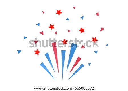 Firework paper cut on white background - isolated