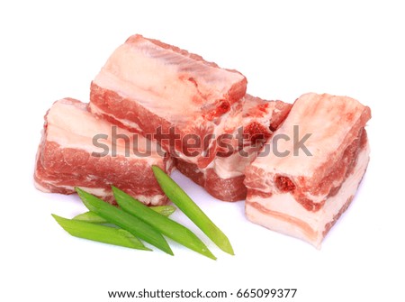 Raw Meat. Pork belly, Pork ribs on white background -
