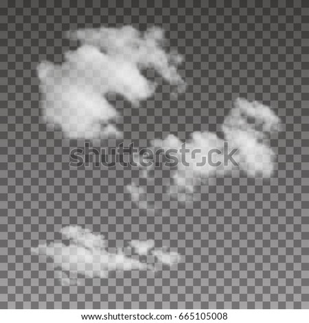 Set of realistic clouds on transparent background. Vector illustration Royalty-Free Stock Photo #665105008