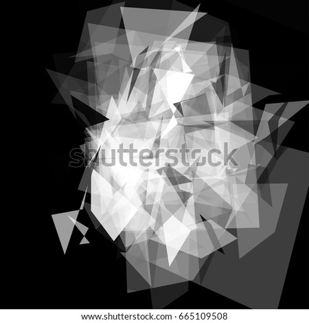 Abstract geometric pattern consisting of triangles of various sizes and transparency on a black background. Vector illustration in a low poly style