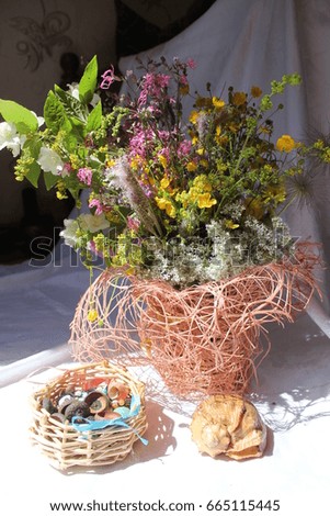 bouquet from aroma colorful wild field summer flowers stay in vase for decoration home