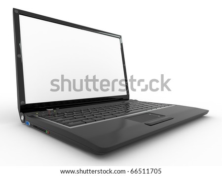 Opened laptop on white isolated background. 3d