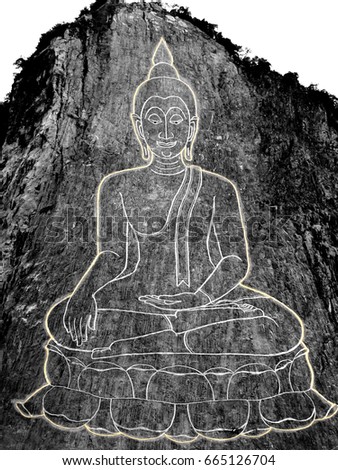 The cliff carved Buddha image.