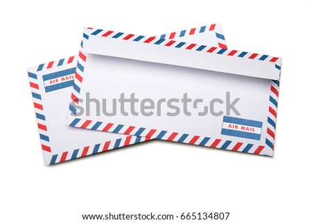 Two blank envelopes  with soft shadows, on white background background.