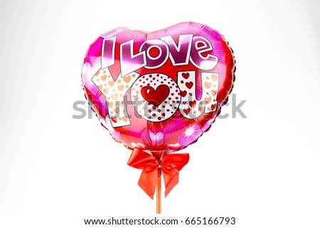 Heart balloons i love you on a white background