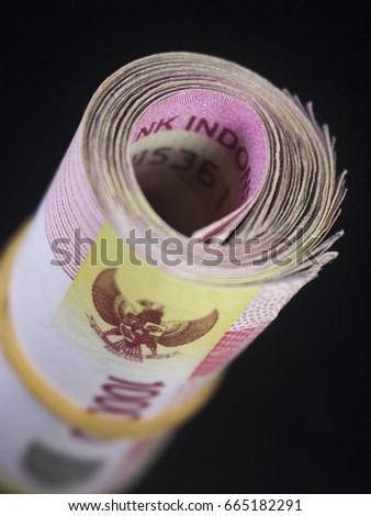 roll of rupiah money indonesia currency cash finance payment photography